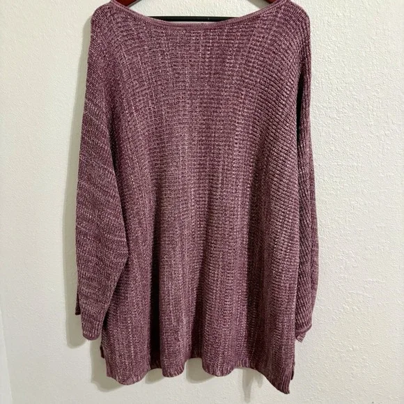 Pure Jill Sweater Women XL Mauve Textured Knit Cotton Blend Oversized Cozy - Picture 8 of 12